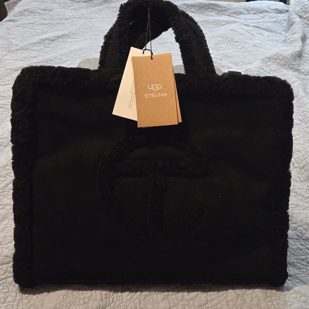 Ugg & Telfar Black Shearling Tote Bag NWT Includes Dust Bag